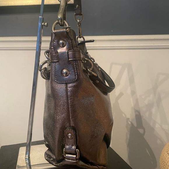 COACH Brooke Convertible Pewter Metallic Leather Hobo - EUC - Picture 6 of 11